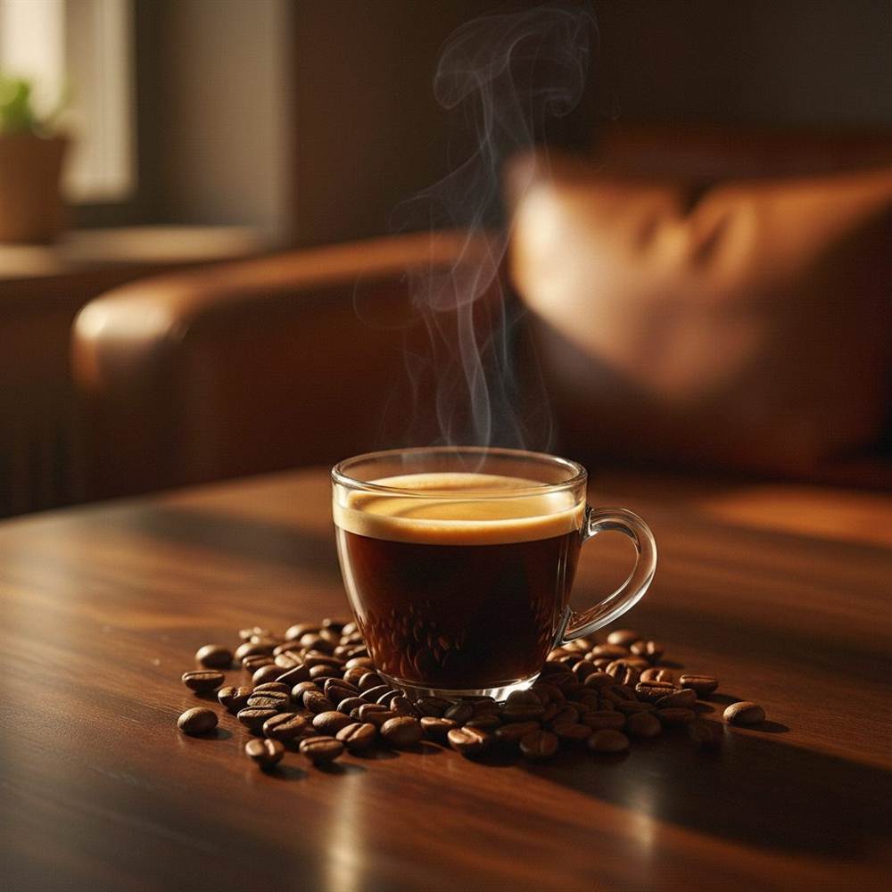 Taza de café con granos